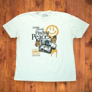 Rich and Rugged Peace T-shirt Mens 3X Beige Crewneck Short Sleeve